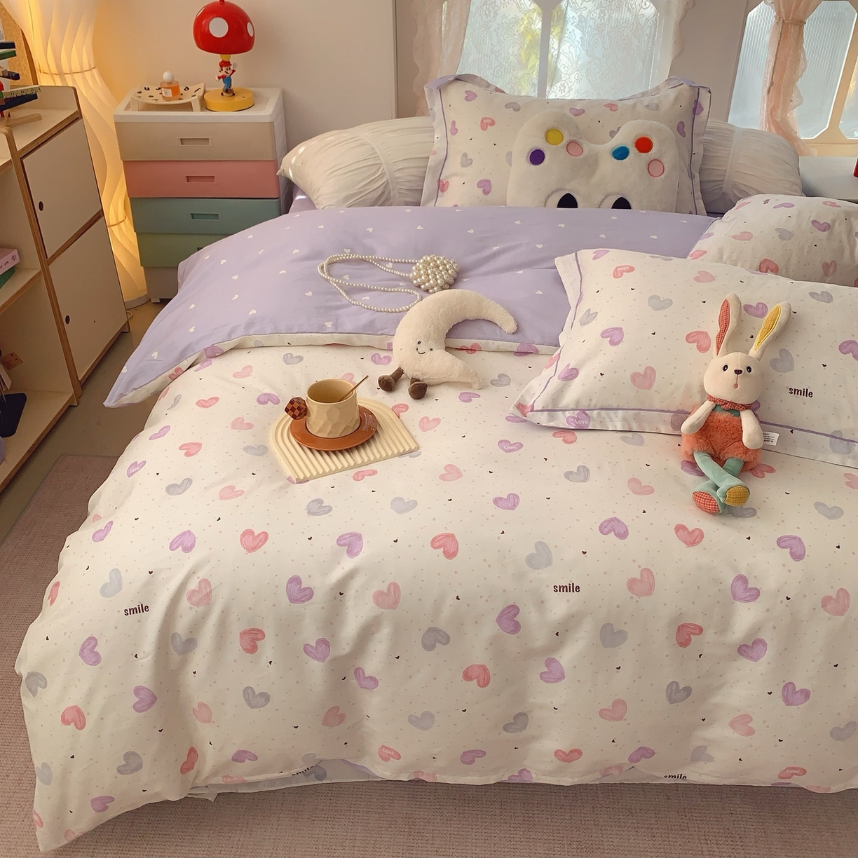 91家纺网 家纺一手货源 找家纺 莱豫家纺 2026新款全棉纯棉小清新印花四件套-第一波 浪漫满屋