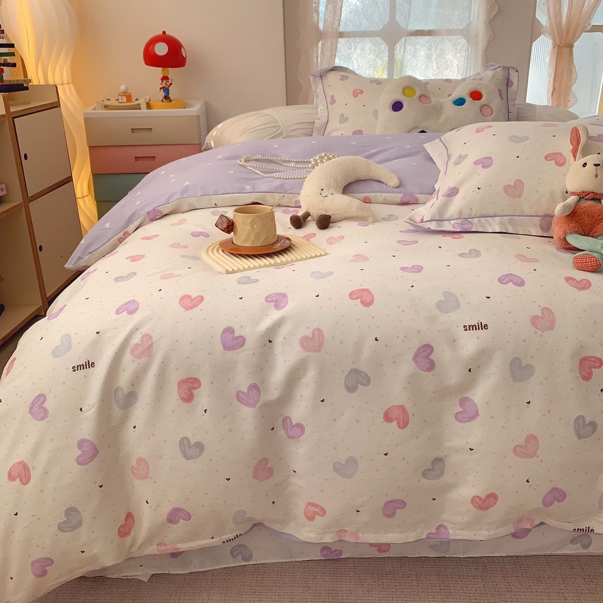 91家纺网 家纺一手货源 找家纺 莱豫家纺 2026新款全棉纯棉小清新印花四件套-第一波 浪漫满屋