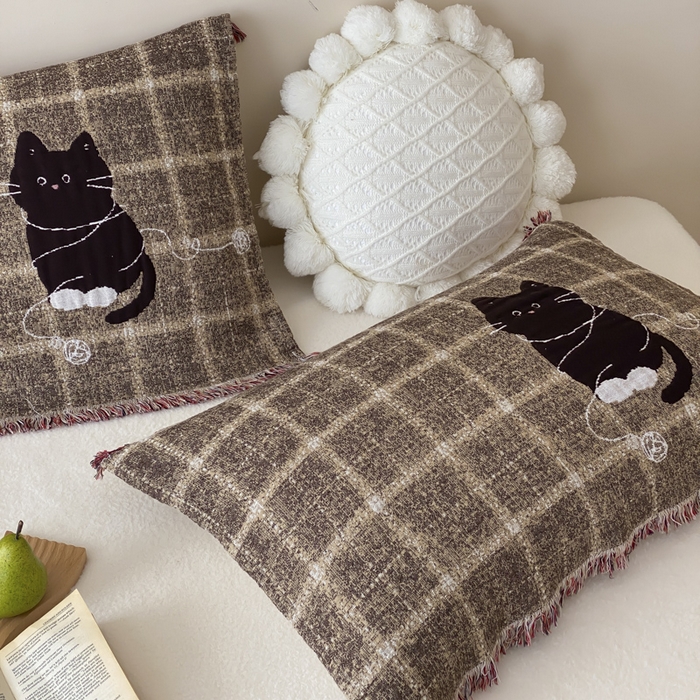 91家纺网 家纺一手货源 找家纺 麻依 2025新款全棉四层纱布软萌流苏枕巾 线团小咪