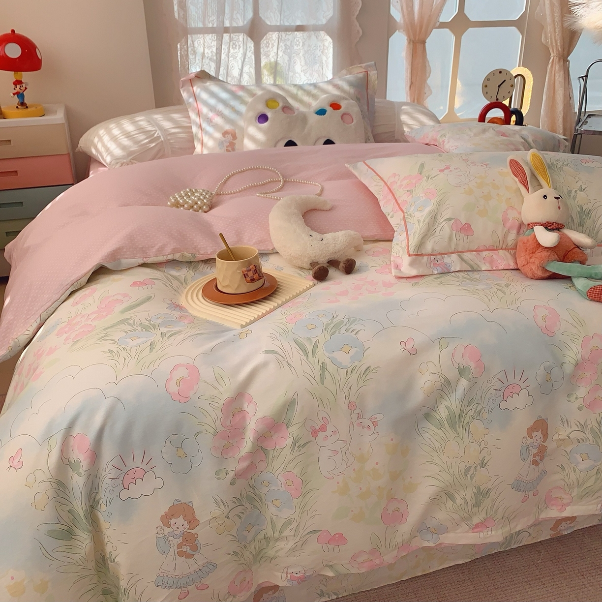 91家纺网 家纺一手货源 找家纺 莱豫家纺 2026新款全棉纯棉小清新印花四件套-第一波 魔恋仙灵