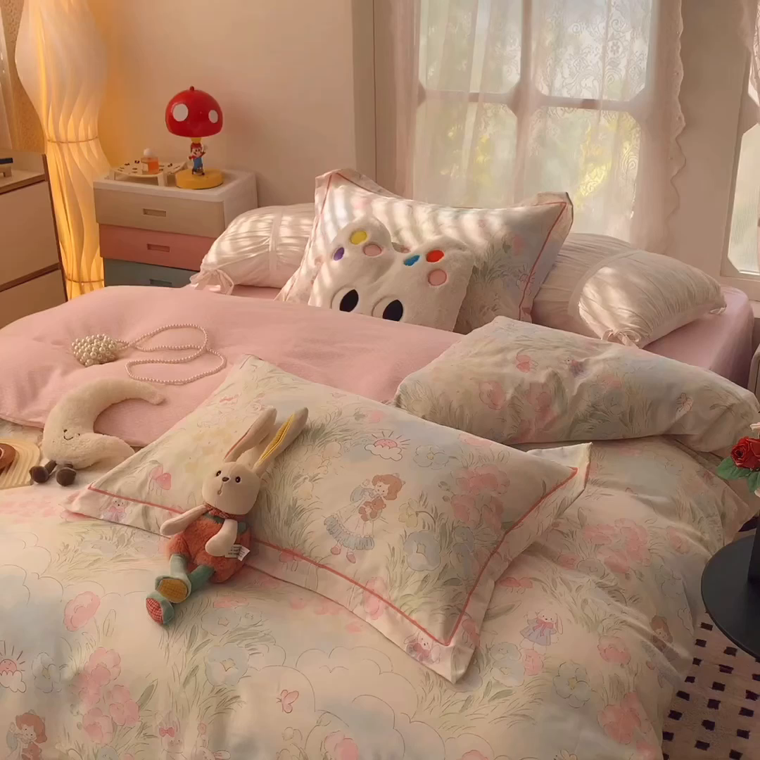 91家纺网 家纺一手货源 找家纺 莱豫家纺 2026新款全棉纯棉小清新印花四件套-第一波 魔恋仙灵