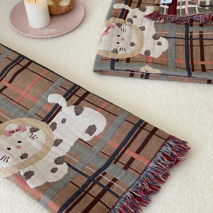 91家纺网 家纺一手货源 找家纺 麻依 2025新款全棉四层纱布软萌流苏枕巾 鸭鸭小猫