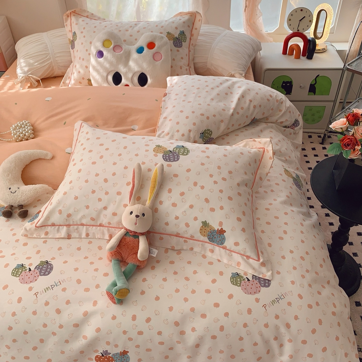 91家纺网 家纺一手货源 找家纺 莱豫家纺 2026新款全棉纯棉小清新印花四件套-第一波 南瓜舞会