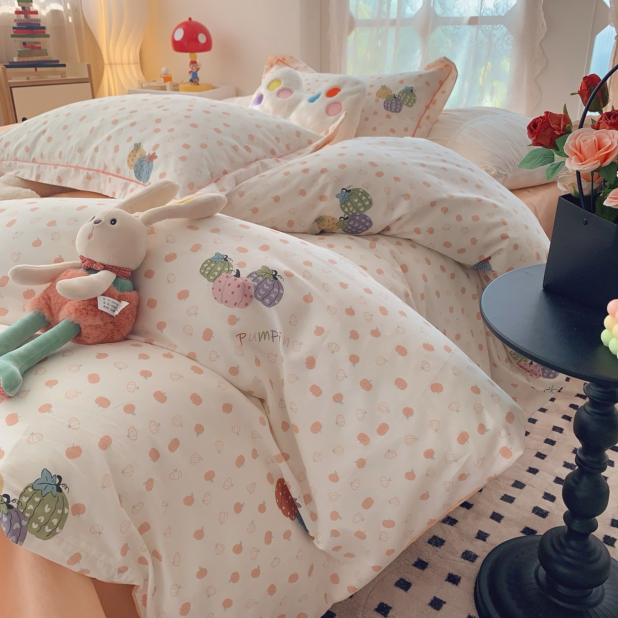 91家纺网 家纺一手货源 找家纺 莱豫家纺 2026新款全棉纯棉小清新印花四件套-第一波 南瓜舞会