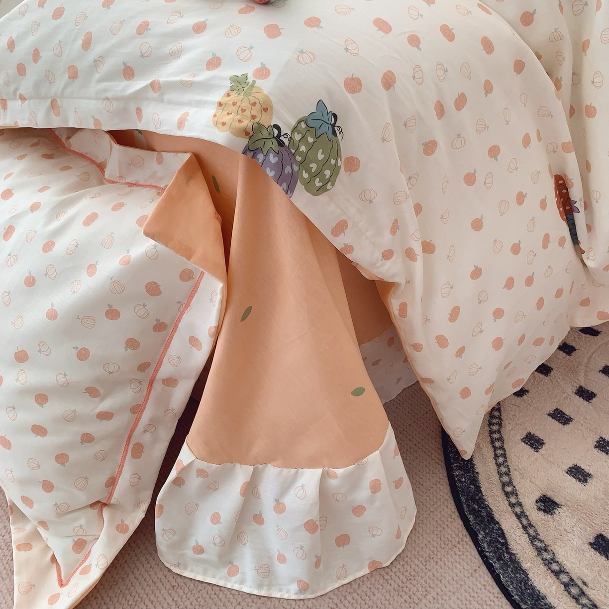 91家纺网 家纺一手货源 找家纺 莱豫家纺 2026新款全棉纯棉小清新印花四件套-第一波 南瓜舞会