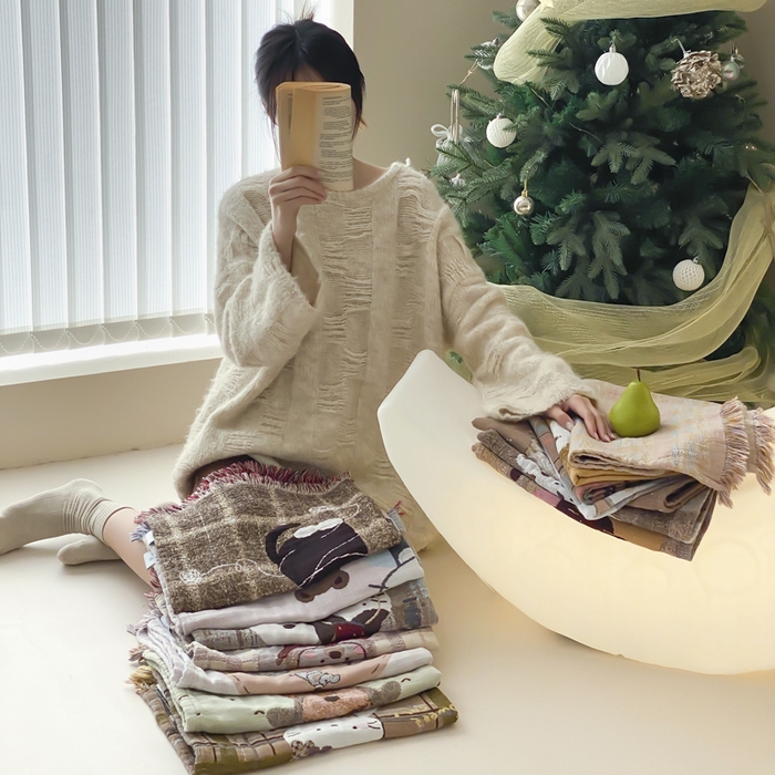 91家纺网 家纺一手货源 找家纺 麻依 2025新款全棉四层纱布软萌流苏枕巾 组合图