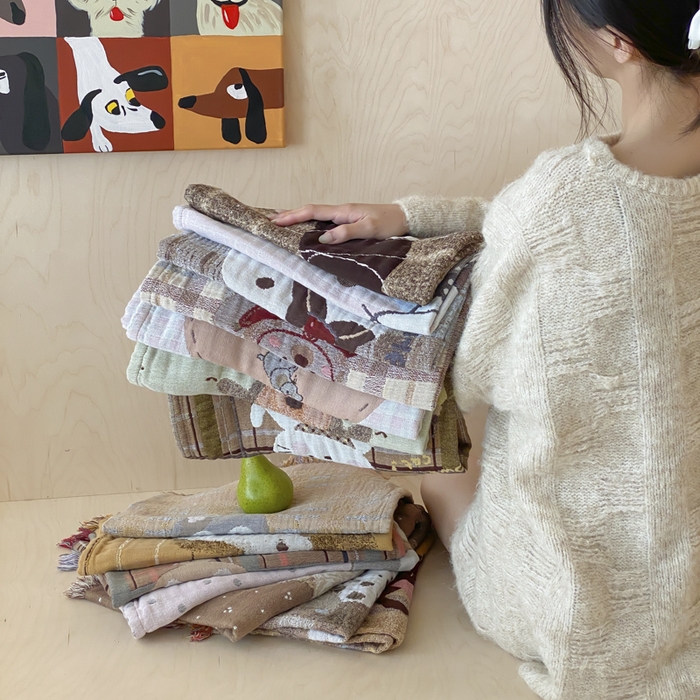 91家纺网 家纺一手货源 找家纺 麻依 2025新款全棉四层纱布软萌流苏枕巾 组合图