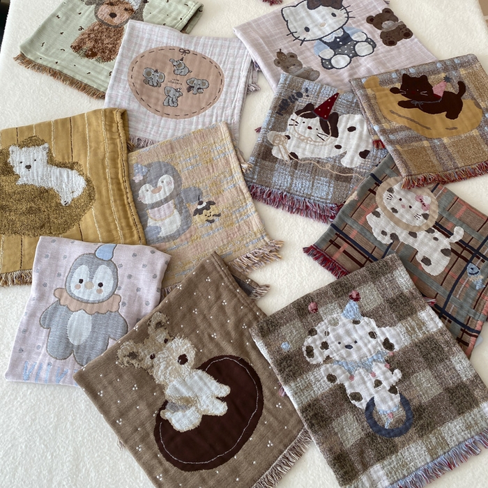 91家纺网 家纺一手货源 找家纺 麻依 2025新款全棉四层纱布软萌流苏枕巾 组合图