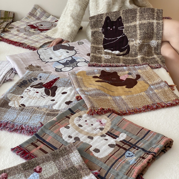 91家纺网 家纺一手货源 找家纺 麻依 2025新款全棉四层纱布软萌流苏枕巾 组合图