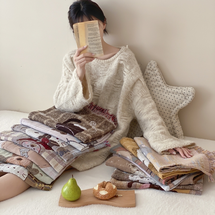 91家纺网 家纺一手货源 找家纺 麻依 2025新款全棉四层纱布软萌流苏枕巾 组合图