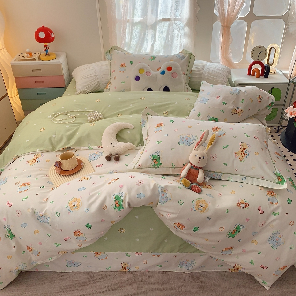 91家纺网 家纺一手货源 找家纺 莱豫家纺 2026新款全棉纯棉小清新印花四件套-第一波 森林奇遇记