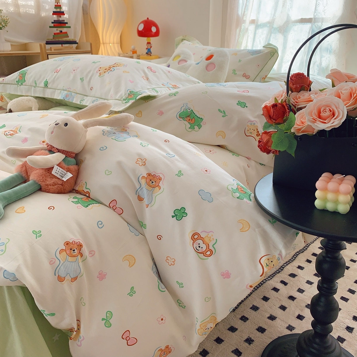 91家纺网 家纺一手货源 找家纺 莱豫家纺 2026新款全棉纯棉小清新印花四件套-第一波 森林奇遇记