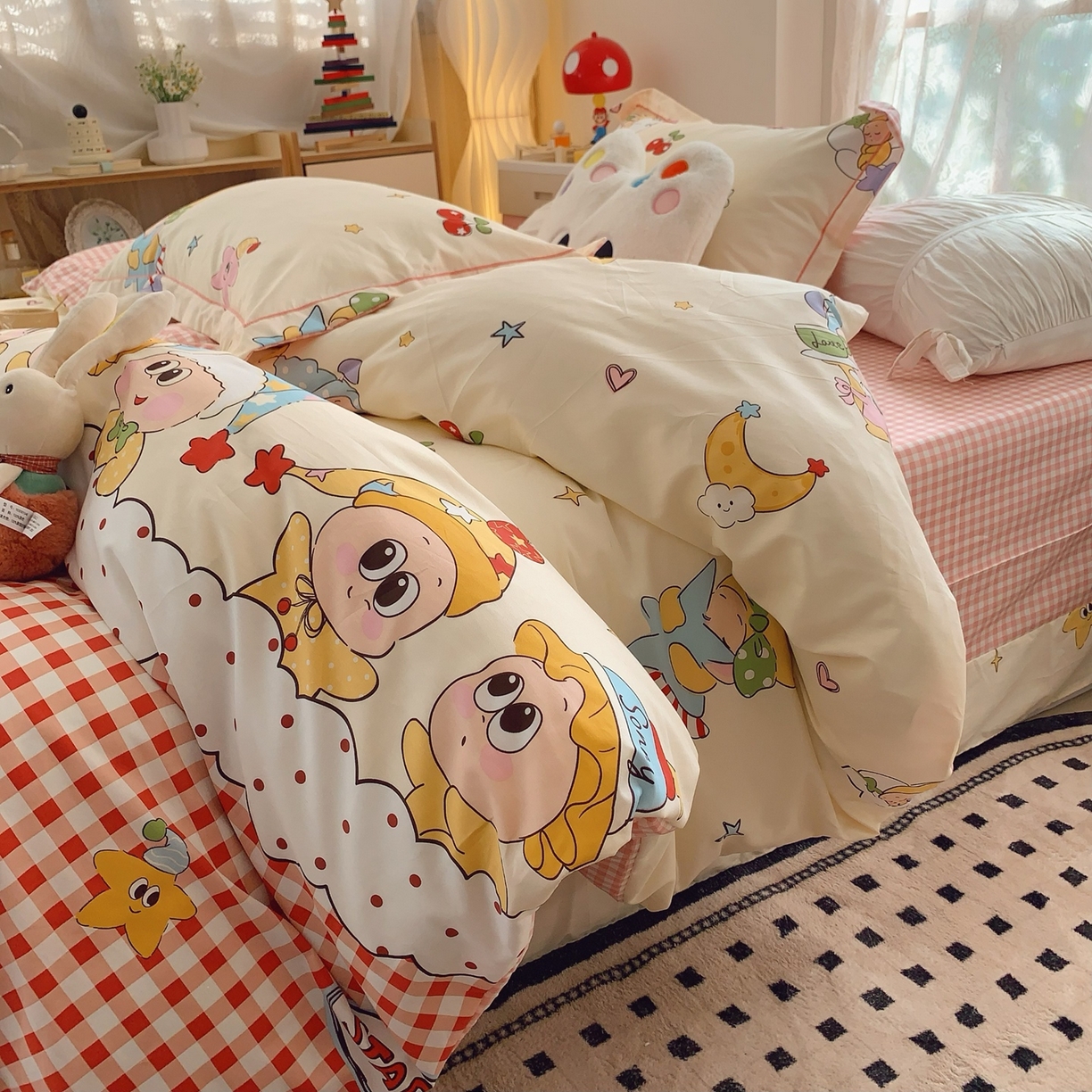 91家纺网 家纺一手货源 找家纺 莱豫家纺 2026新款全棉纯棉小清新印花四件套-第一波 圣诞星