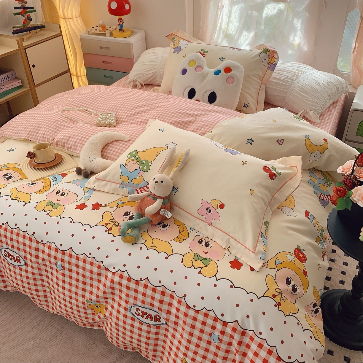 91家纺网 家纺一手货源 找家纺 莱豫家纺 2026新款全棉纯棉小清新印花四件套-第一波 圣诞星