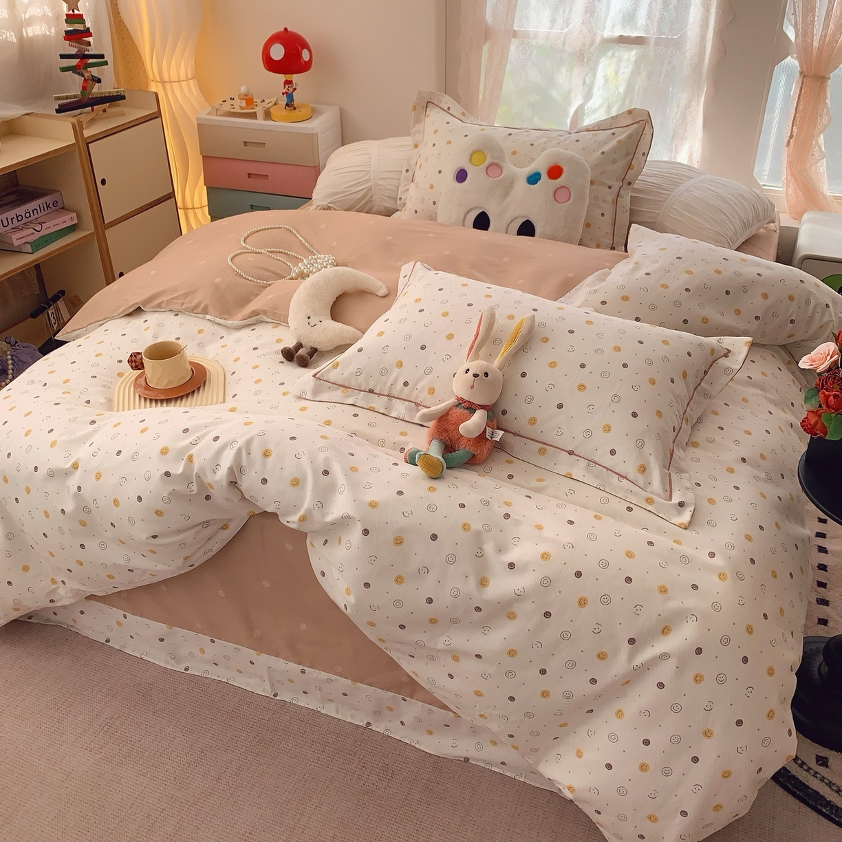 91家纺网 家纺一手货源 找家纺 莱豫家纺 2026新款全棉纯棉小清新印花四件套-第一波 微笑百事达