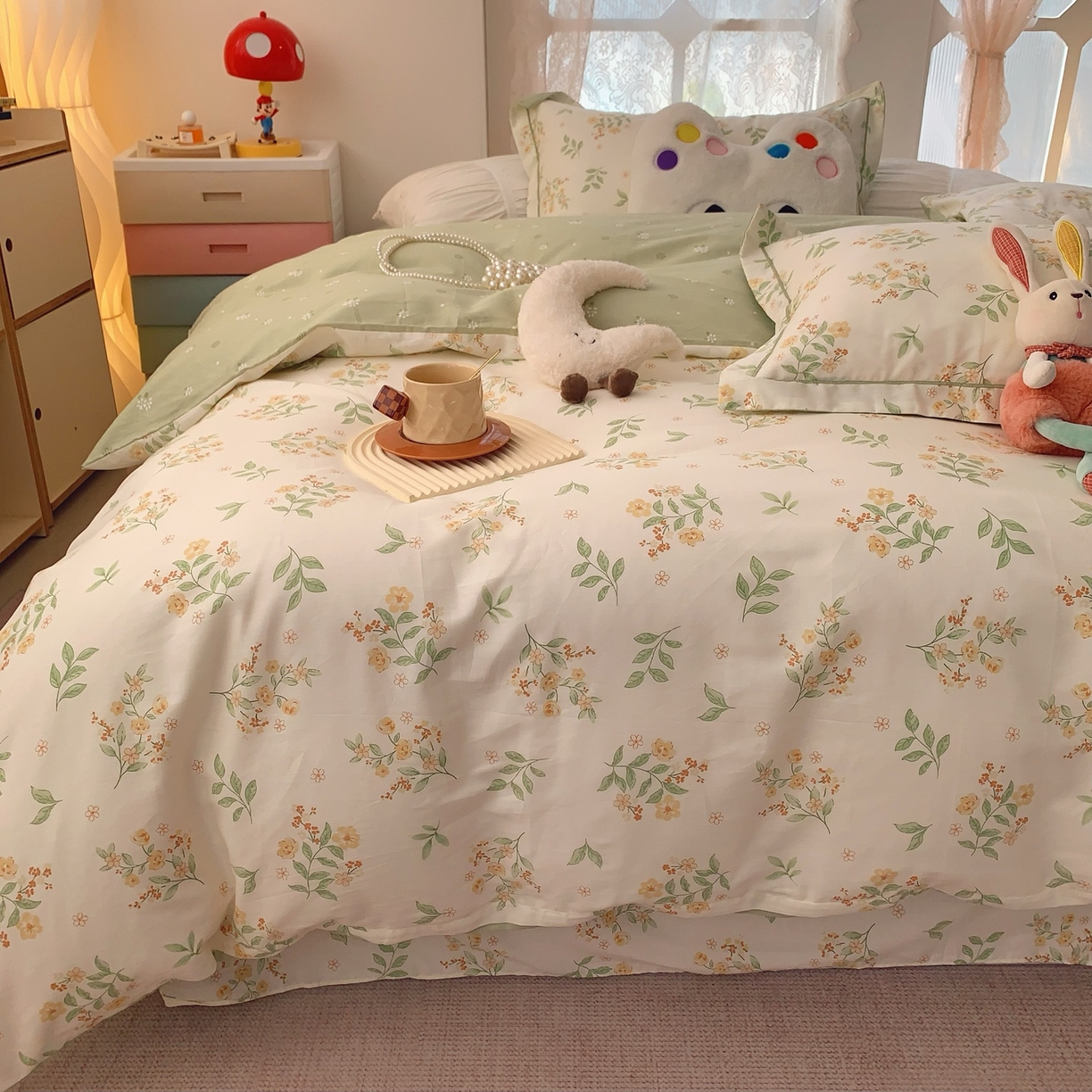 91家纺网 家纺一手货源 找家纺 莱豫家纺 2026新款全棉纯棉小清新印花四件套-第一波 夏花