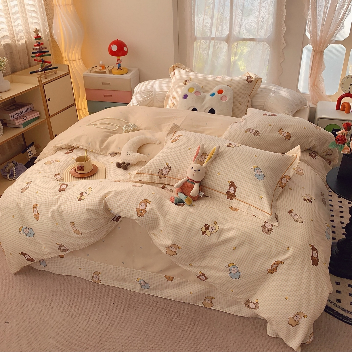 91家纺网 家纺一手货源 找家纺 莱豫家纺 2026新款全棉纯棉小清新印花四件套-第一波 小魔仙黄