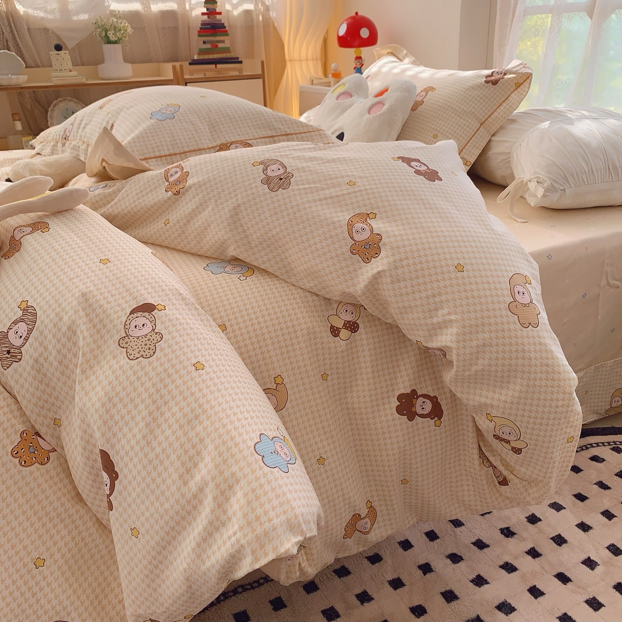 91家纺网 家纺一手货源 找家纺 莱豫家纺 2026新款全棉纯棉小清新印花四件套-第一波 小魔仙黄