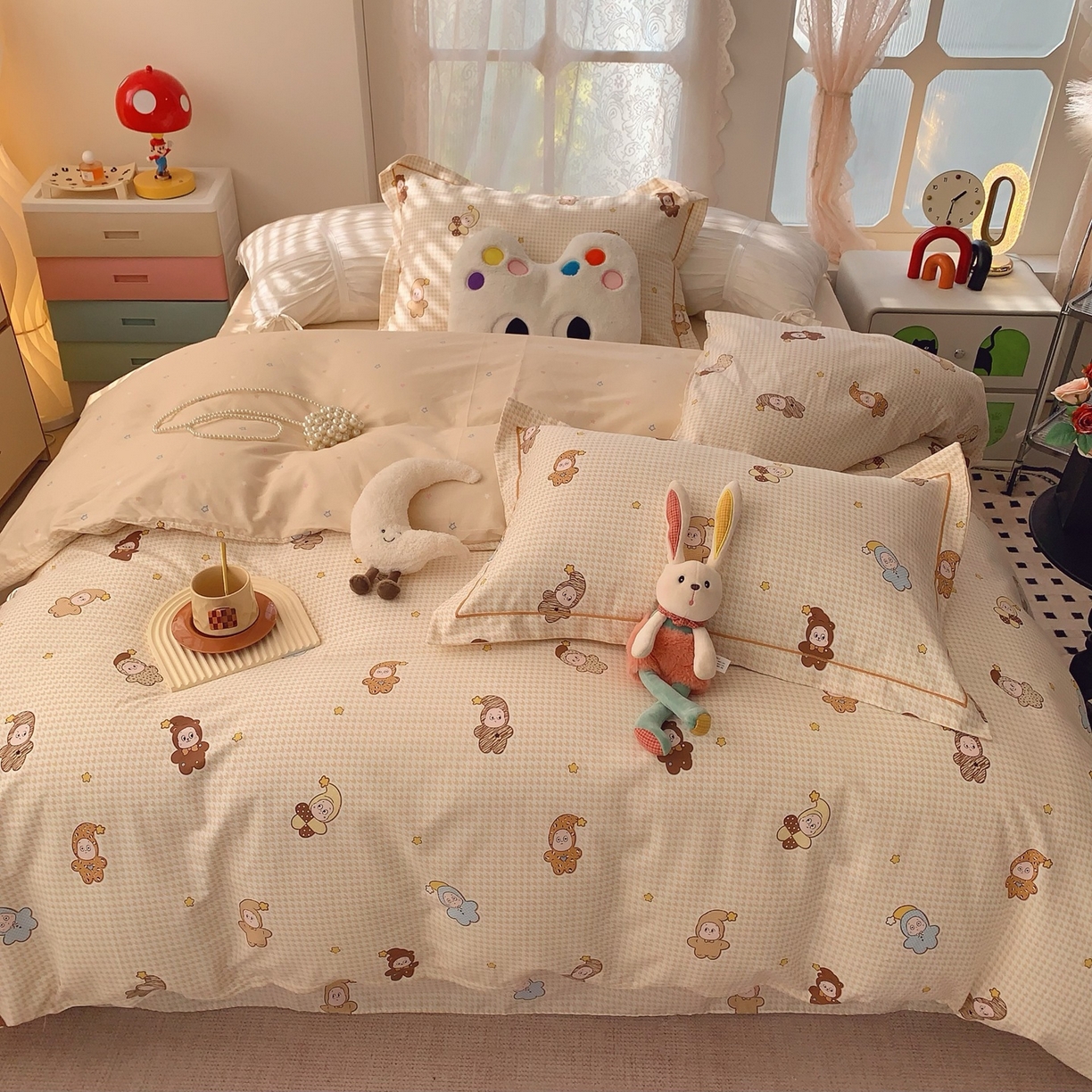 91家纺网 家纺一手货源 找家纺 莱豫家纺 2026新款全棉纯棉小清新印花四件套-第一波 小魔仙黄