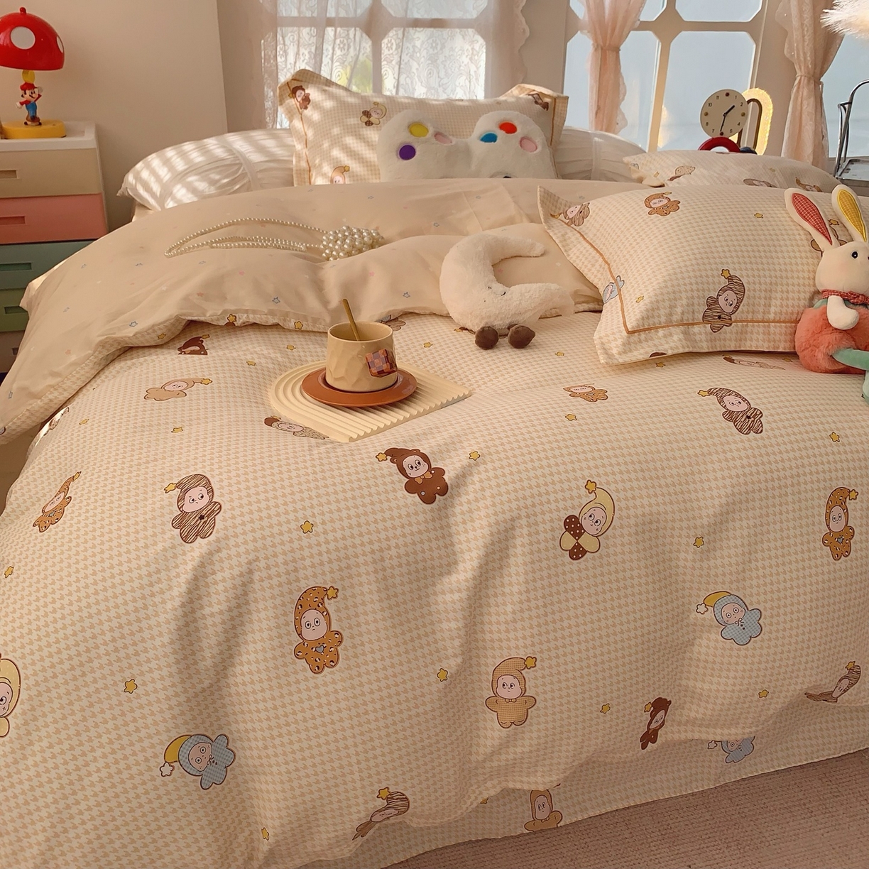 91家纺网 家纺一手货源 找家纺 莱豫家纺 2026新款全棉纯棉小清新印花四件套-第一波 小魔仙黄