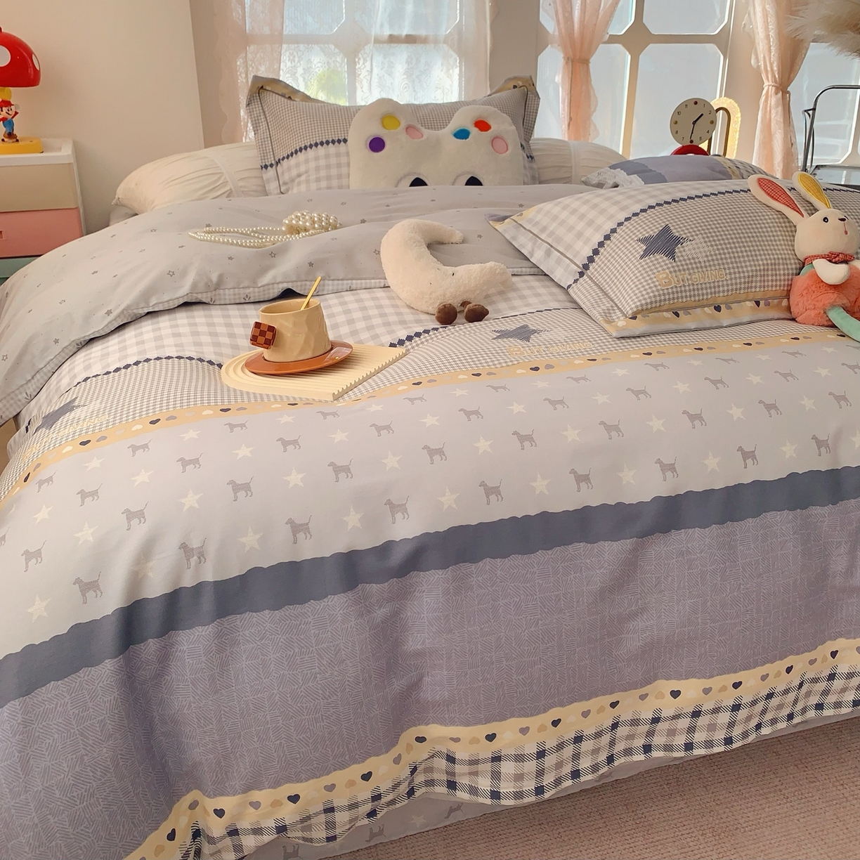 91家纺网 家纺一手货源 找家纺 莱豫家纺 2026新款全棉纯棉小清新印花四件套-第一波 星空物语