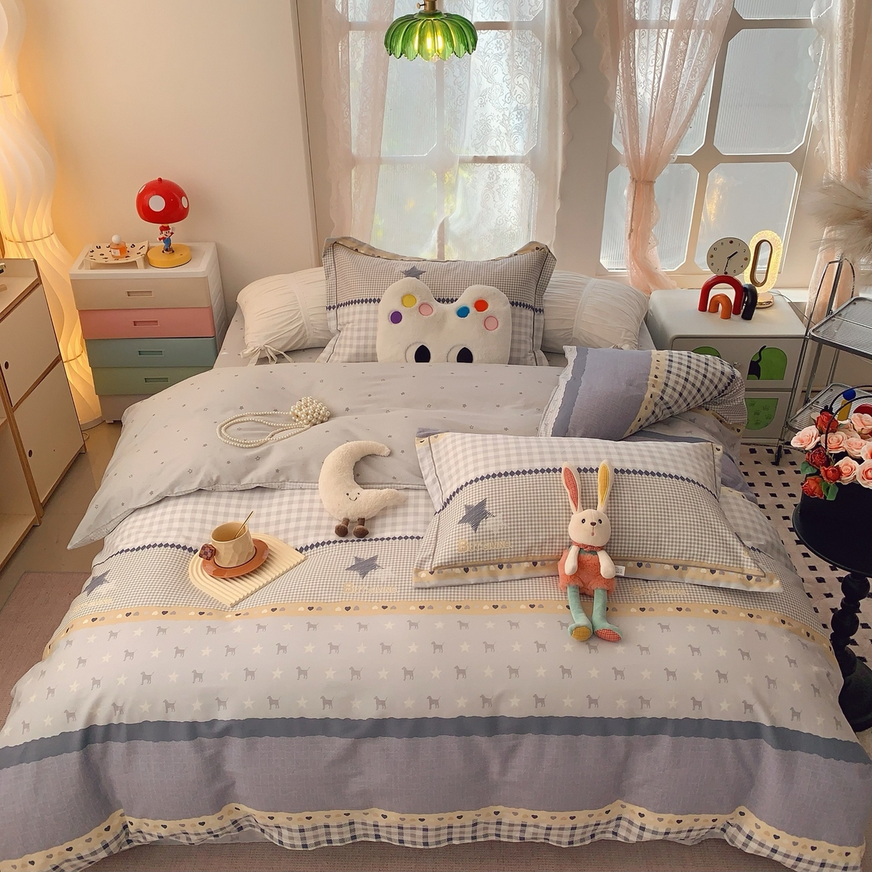 91家纺网 家纺一手货源 找家纺 莱豫家纺 2026新款全棉纯棉小清新印花四件套-第一波 星空物语