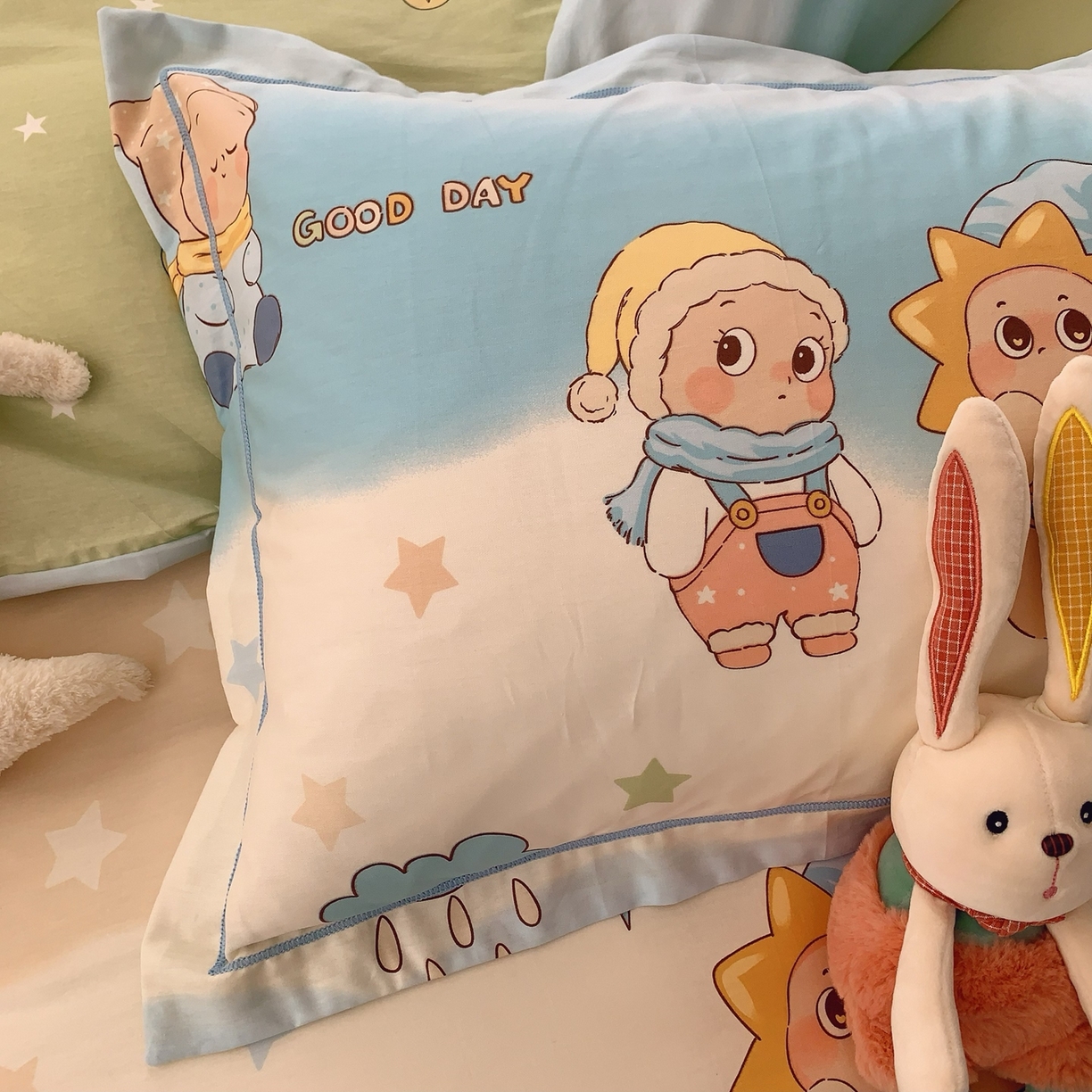 91家纺网 家纺一手货源 找家纺 莱豫家纺 2026新款全棉纯棉小清新印花四件套-第一波 星月宝贝