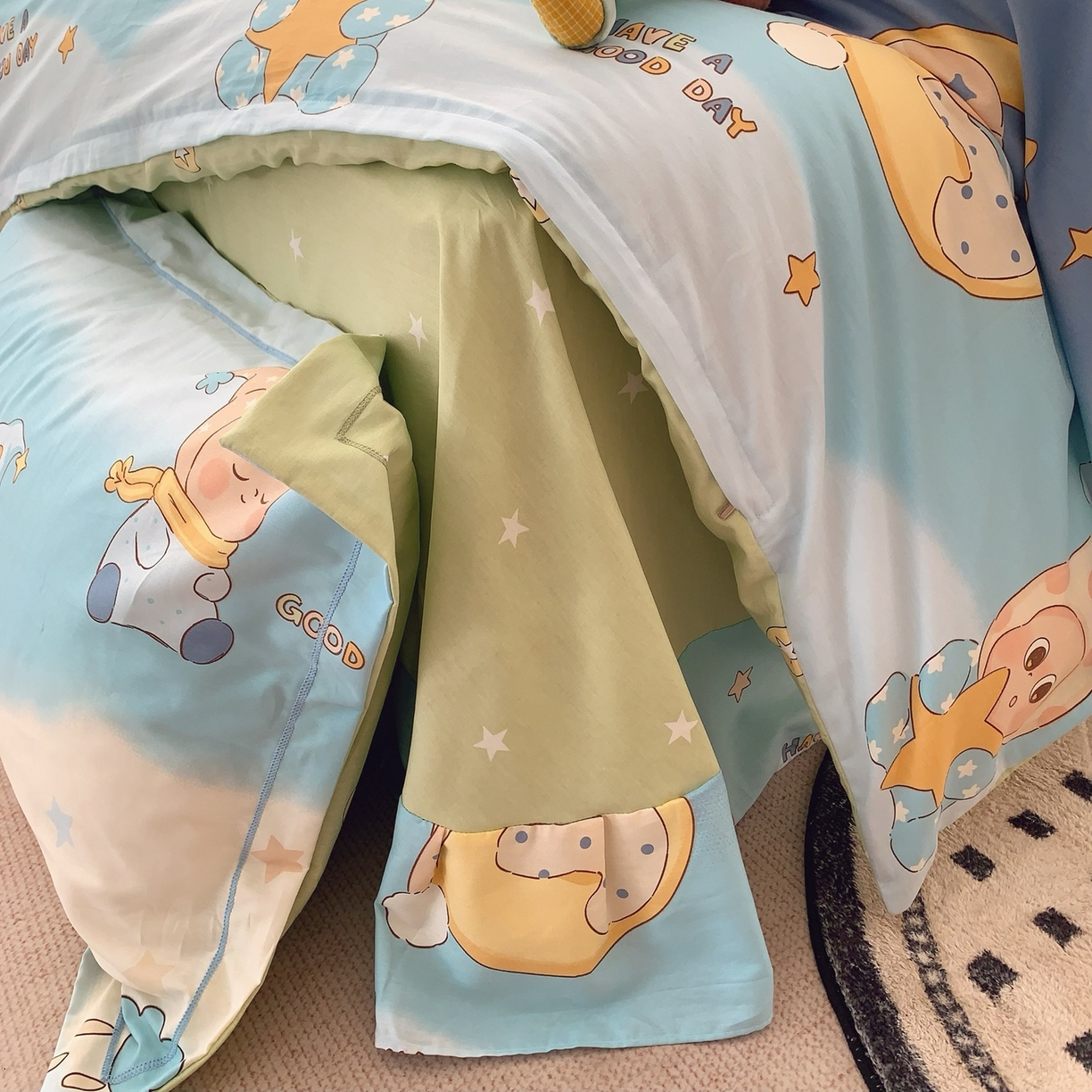 91家纺网 家纺一手货源 找家纺 莱豫家纺 2026新款全棉纯棉小清新印花四件套-第一波 星月宝贝