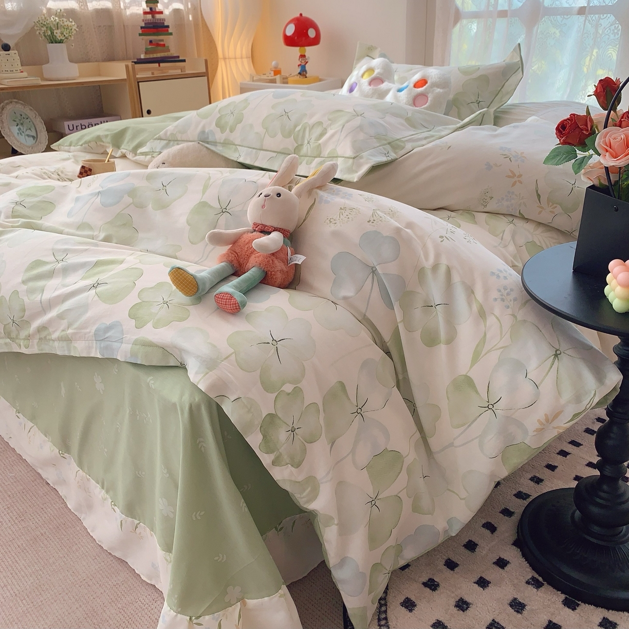 91家纺网 家纺一手货源 找家纺 莱豫家纺 2026新款全棉纯棉小清新印花四件套-第一波 幸运草