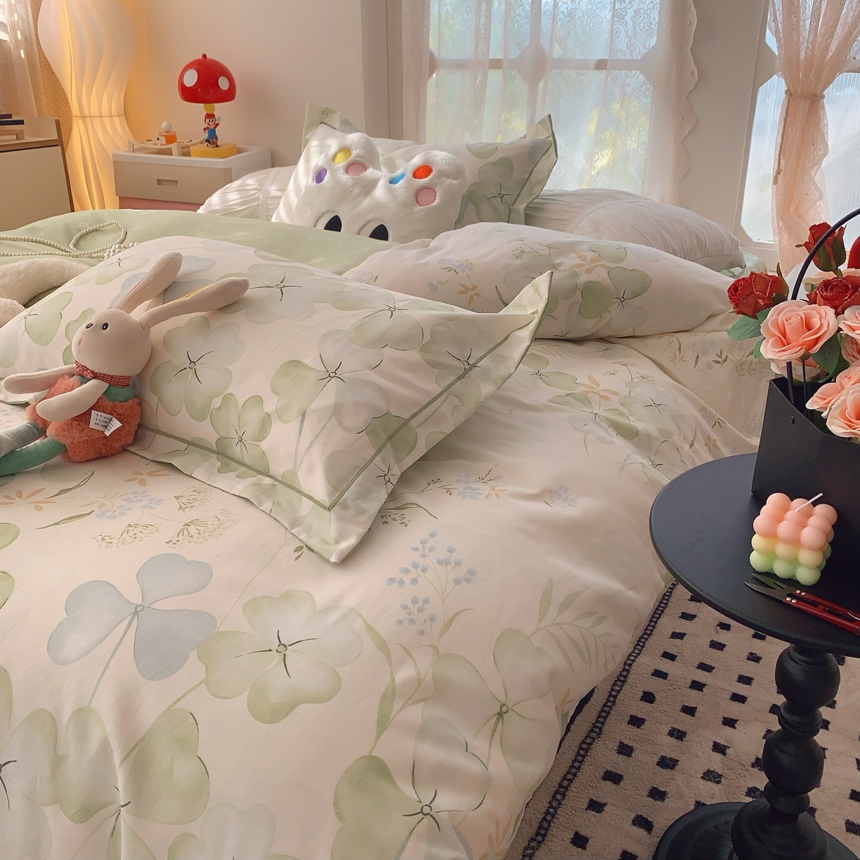 91家纺网 家纺一手货源 找家纺 莱豫家纺 2026新款全棉纯棉小清新印花四件套-第一波 幸运草