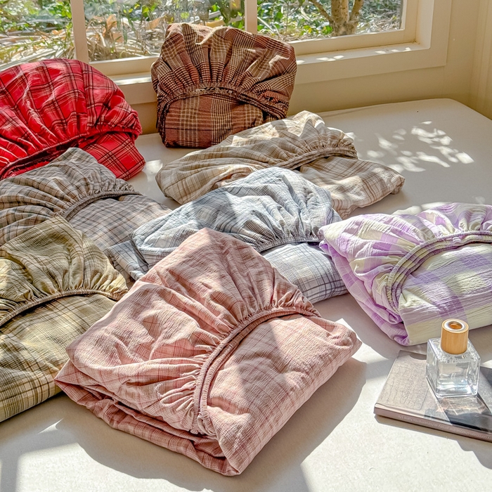 91家纺网 家纺一手货源 找家纺 （总）富阿娜家纺 2026年新款小布袋简约复古花边床笠三件套