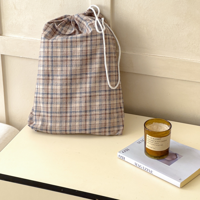 91家纺网 家纺一手货源 找家纺 富阿娜家纺 2026年新款小布袋简约复古花边床笠三件套 浅棕软格