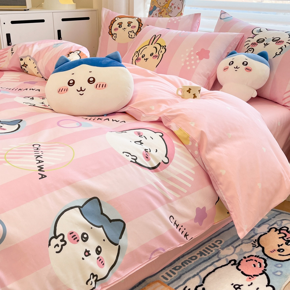 91家纺网 家纺一手货源 找家纺 暮思家居 2026新款正版授权吉伊卡哇全棉纯棉四件套 圈圈吉伊卡哇