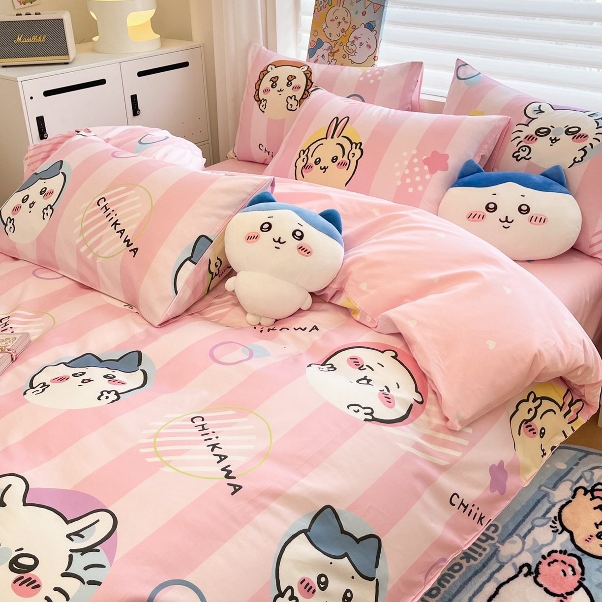 91家纺网 家纺一手货源 找家纺 暮思家居 2026新款正版授权吉伊卡哇全棉纯棉四件套 圈圈吉伊卡哇