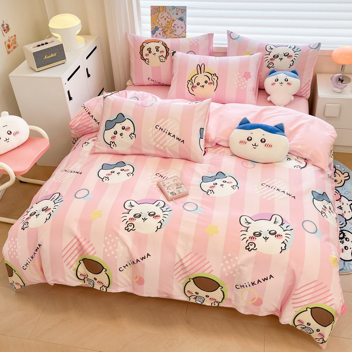 91家纺网 家纺一手货源 找家纺 暮思家居 2026新款正版授权吉伊卡哇全棉纯棉四件套 圈圈吉伊卡哇