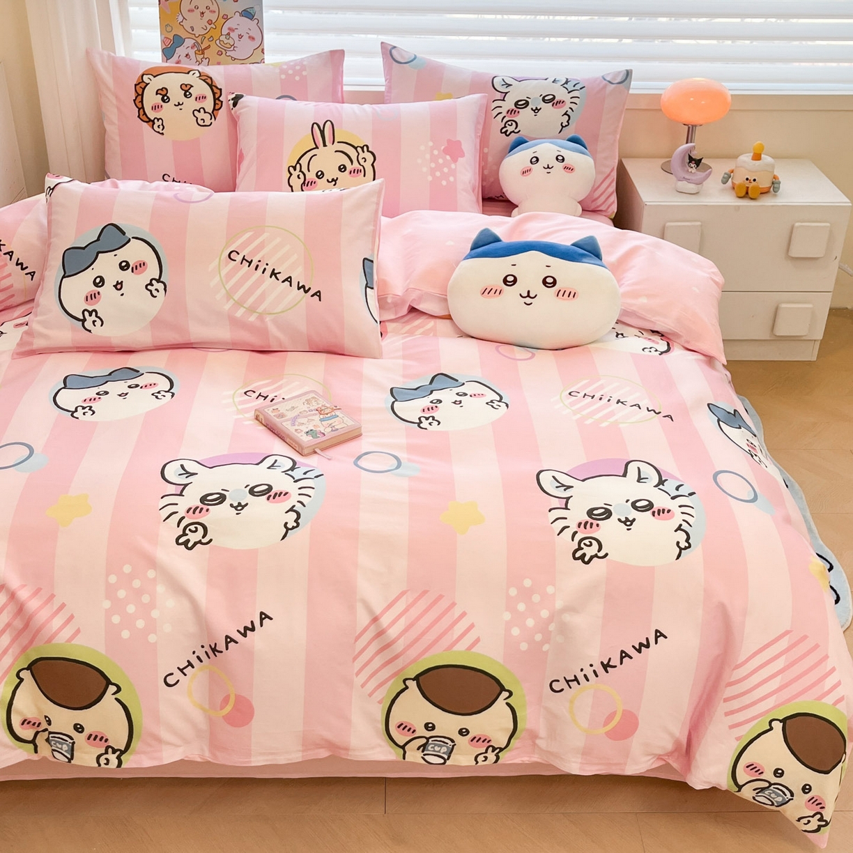 91家纺网 家纺一手货源 找家纺 暮思家居 2026新款正版授权吉伊卡哇全棉纯棉四件套 圈圈吉伊卡哇