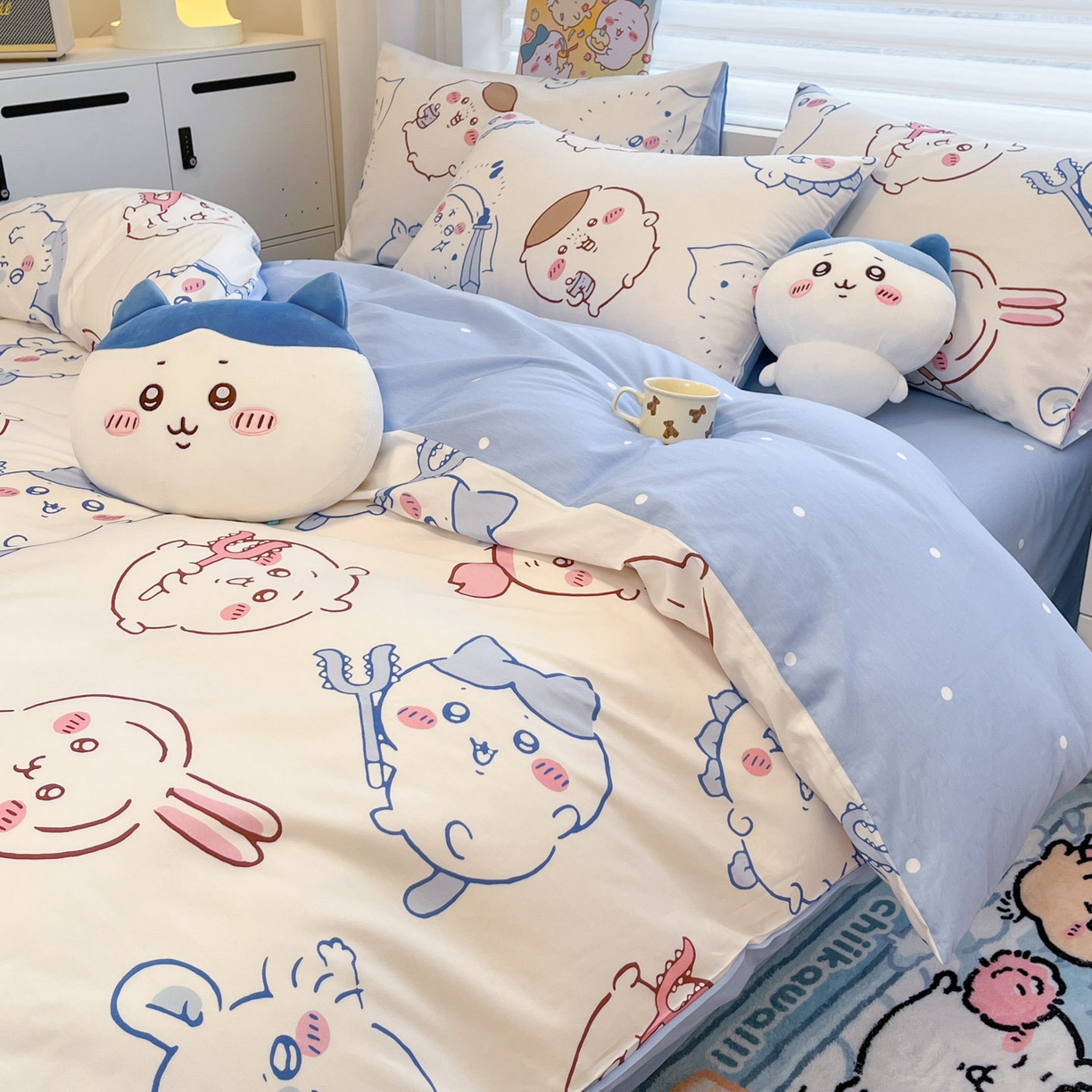 91家纺网 家纺一手货源 找家纺 暮思家居 2026新款正版授权吉伊卡哇全棉纯棉四件套 小八吉伊卡哇