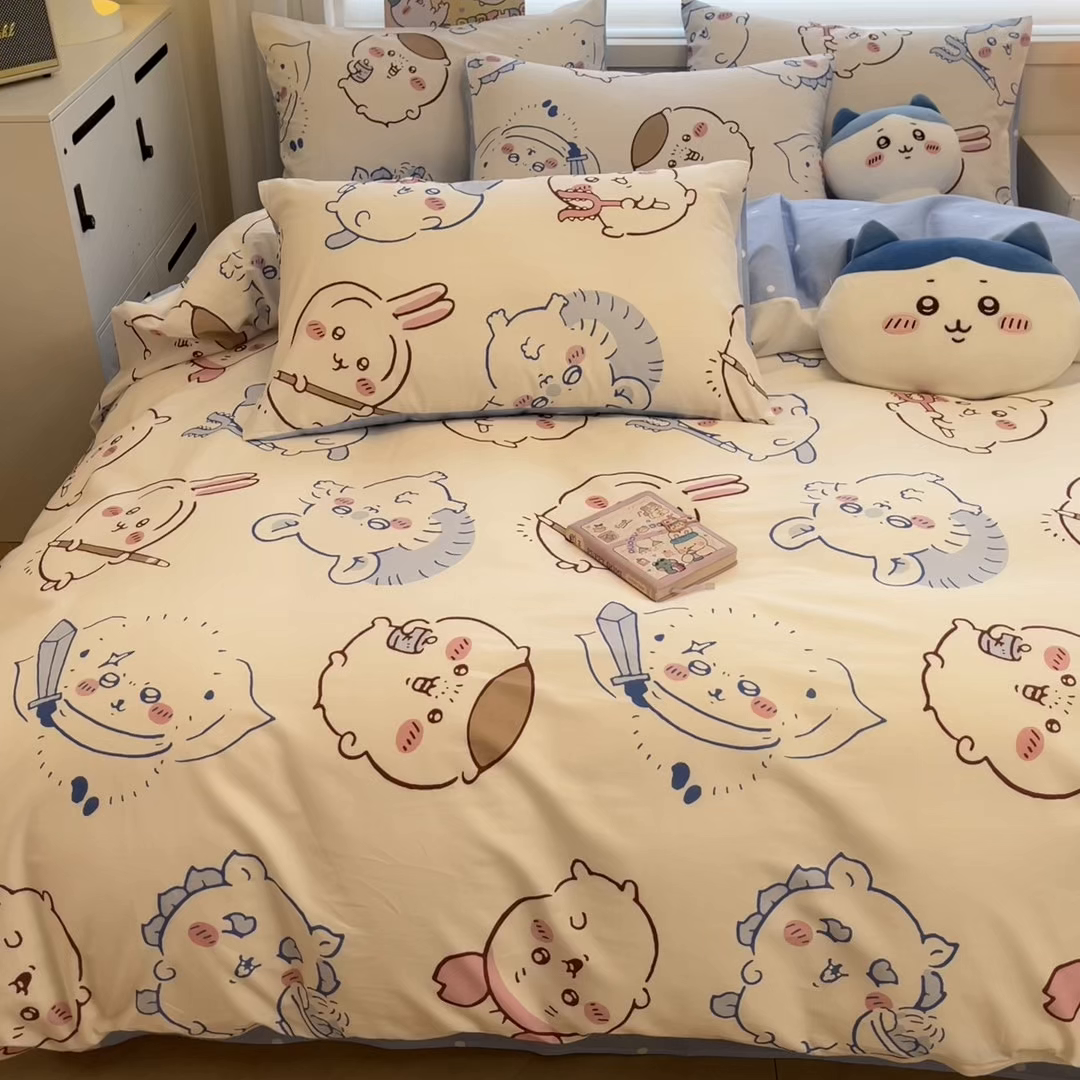 91家纺网 家纺一手货源 找家纺 暮思家居 2026新款正版授权吉伊卡哇全棉纯棉四件套 小八吉伊卡哇