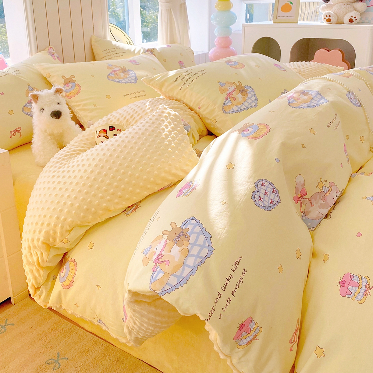 91家纺网 家纺一手货源 找家纺 （总）金鑫汇家纺 2025新款全棉纯棉棉加豆豆绒棉加绒系列四件套