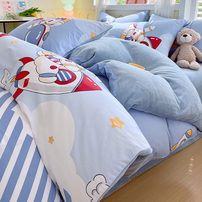 91家纺网 家纺一手货源 找家纺 （总）金鑫汇家纺 2025新款全棉豆豆绒系列单被套-棉加绒系列