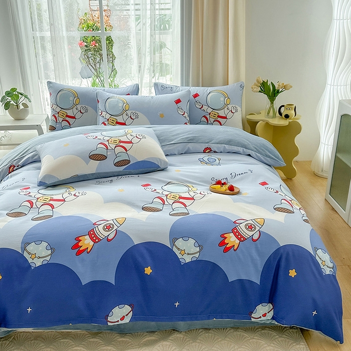 91家纺网 家纺一手货源 找家纺 金鑫汇家纺 2025新款全棉豆豆绒系列单被套-棉加绒系列 棉加绒-翱翔太空