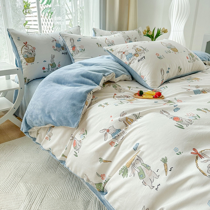 91家纺网 家纺一手货源 找家纺 金鑫汇家纺 2025新款全棉豆豆绒系列单被套-棉加绒系列 棉加绒-收获满满