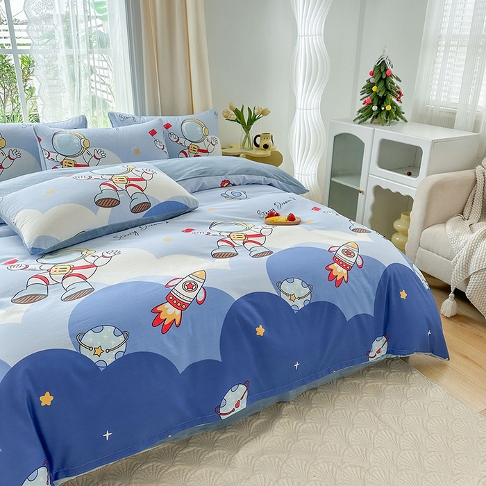 91家纺网 家纺一手货源 找家纺 金鑫汇家纺 2025新款全棉豆豆绒系列单被套-棉加绒系列 棉加绒-翱翔太空