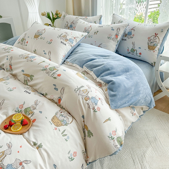 91家纺网 家纺一手货源 找家纺 金鑫汇家纺 2025新款全棉豆豆绒系列单被套-棉加绒系列 棉加绒-收获满满