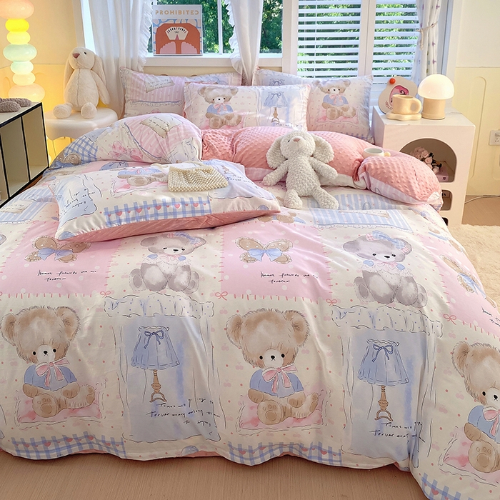 91家纺网 家纺一手货源 找家纺 金鑫汇家纺 2025新款全棉豆豆绒系列单被套-棉加绒系列 棉加豆豆绒-熊熊精灵