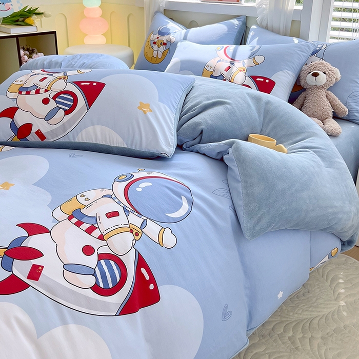 91家纺网 家纺一手货源 找家纺 （总）金鑫汇家纺 2025新款全棉豆豆绒系列单被套-棉加绒系列