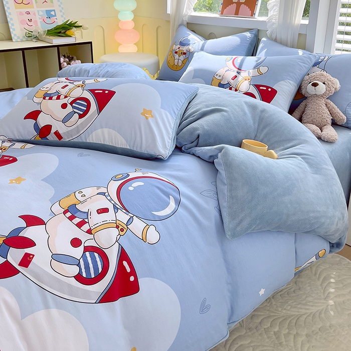 91家纺网 家纺一手货源 找家纺 金鑫汇家纺 2025新款全棉豆豆绒系列单被套-棉加绒系列 棉加绒-冲上云霄