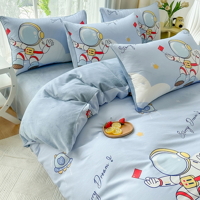 91家纺网 家纺一手货源 找家纺 金鑫汇家纺 2025新款全棉豆豆绒系列单被套-棉加绒系列 棉加绒-翱翔太空