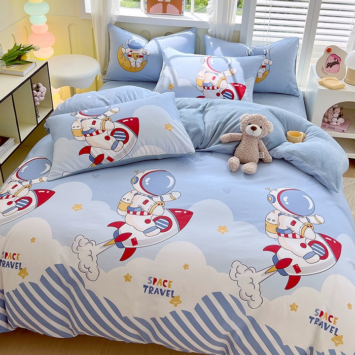 91家纺网 家纺一手货源 找家纺 金鑫汇家纺 2025新款全棉豆豆绒系列单被套-棉加绒系列 棉加绒-冲上云霄