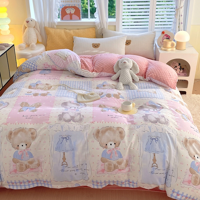 91家纺网 家纺一手货源 找家纺 金鑫汇家纺 2025新款全棉豆豆绒系列单被套-棉加绒系列 棉加豆豆绒-熊熊精灵